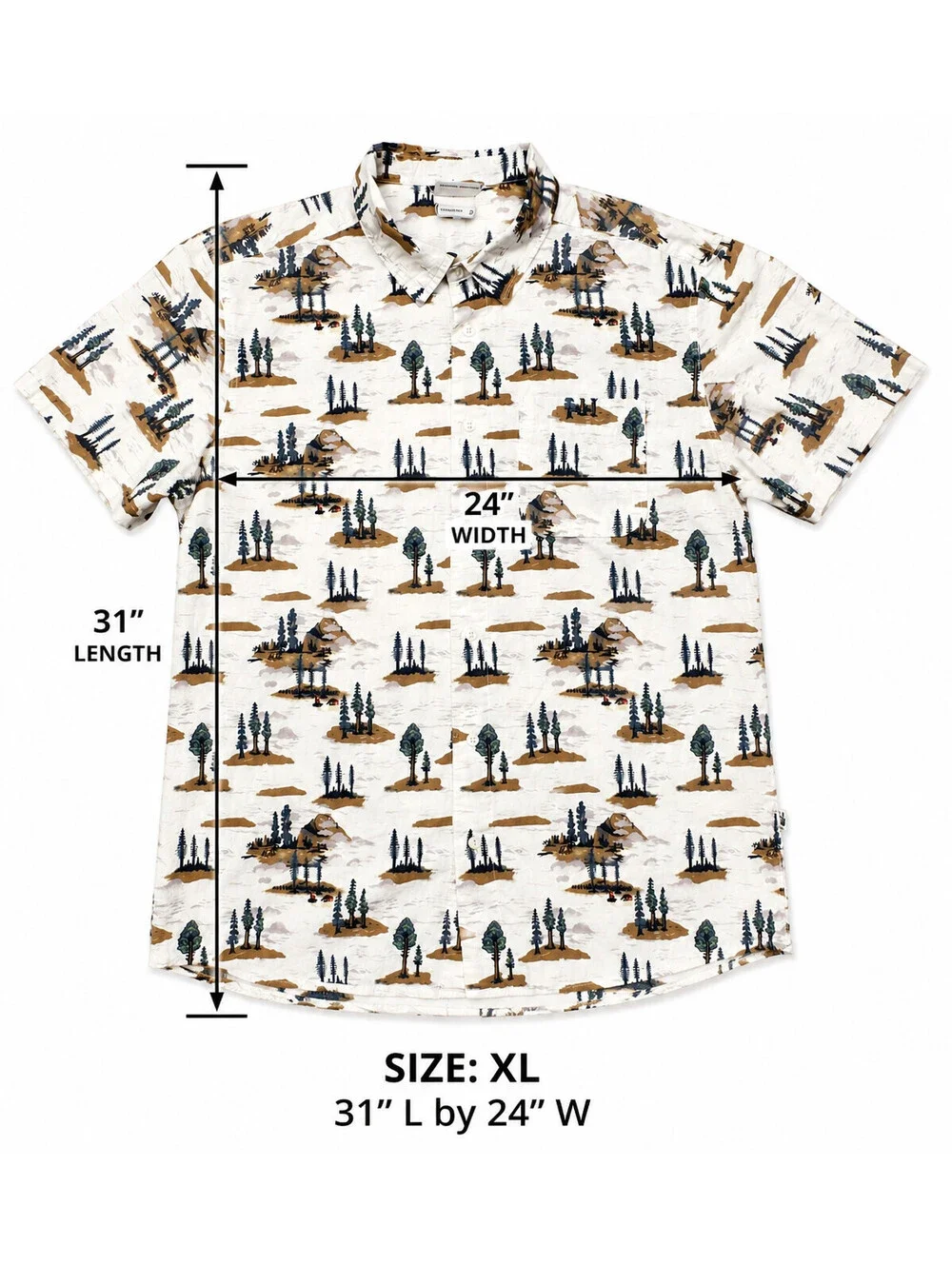 The North Face Men’s XL Short Sleeve Button Up Shirt Scenic Tree Print Outdoor